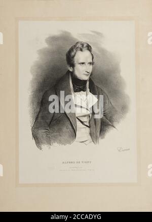 Porträt des Autors Alfred de Vigny (1797-1863). Museum: PRIVATE SAMMLUNG. Autor: ACHILLE DEVERIA. Stockfoto