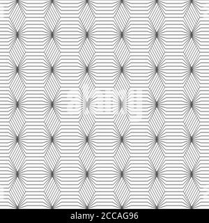 Vektor nahtloses Muster. Unendlich wiederholende moderne geometrische Textur bestehend aus mit gestreiften Sechsecken und Rauten. Stock Vektor