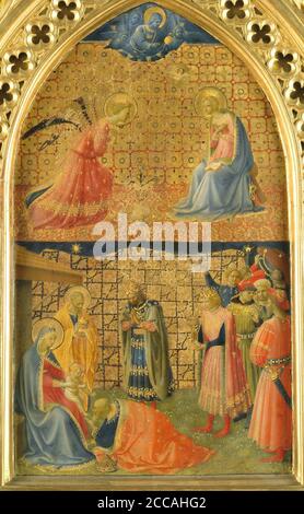 Die Verkündigung und die Anbetung der Könige. Museum: San Marco, Florenz. Autorin: FRA ANGELICO. Stockfoto