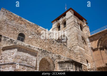 Israel, Jerusalem, Altstadt, Via Dolorosa, Grabeskirche. Außenansicht der heiligen Stätte. Stockfoto