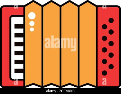 Akkordeon Instrument Linie und füllen Stil Symbol Vektor Illustration Design Stock Vektor