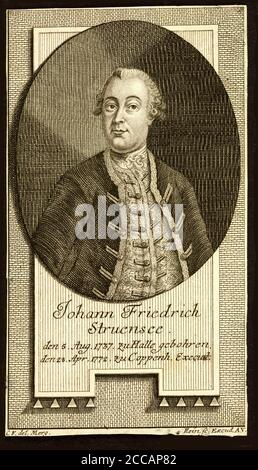 Johann Friedrich Struensee (1737-1772). Museum: PRIVATE SAMMLUNG. Autor: ANONYM. Stockfoto