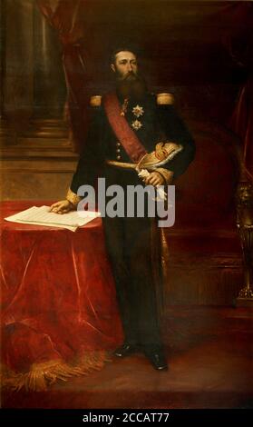 Porträt von Leopold II. (1835-1909), König der Belgier. Museum: Stadhuis van Antwerpen. Autor: Louis Joseph Gallait. Stockfoto
