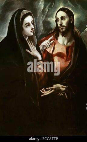 Christus nimmt Abschied von seiner Mutter. Museum: Museo de Santa Cruz, Toledo. Autor: EL GRECO. Stockfoto