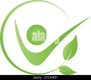Mensch, Blätter, Gesundheit, Naturheilkunde, Logo Stock Vektor