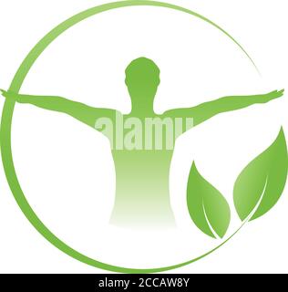Mensch, Blätter, Gesundheit, Naturheilkunde, Logo Stock Vektor
