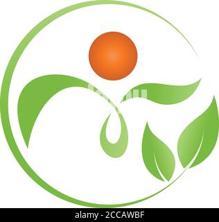 Mensch, Blätter, Gesundheit, Naturheilkunde, Logo Stock Vektor