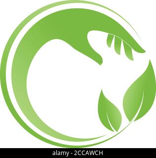 Hände, Blätter, Naturheilkunde, Wellness, Logo Stock Vektor