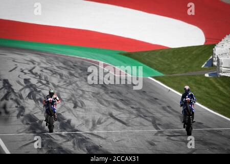 Spielberg, Österreich. August 2020. Pressekonferenz vor dem Motorrad Grand Prix der Steiermark der MotoGP auf dem Red Bull Ring von Spielberg. Österreich, 20. August 2020 Rueda de prensa previa al Gran Premio de Styria de MotoGP en el Red Bull Ring de Spielberg. Österreich 20 de agosto de 2020 Hopkins und Roberts auf dem Red Bull Ring MotoGP.com/Cordon Pressequelle: CORDON PRESS/Alamy Live News Stockfoto