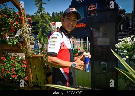 Spielberg, Österreich. August 2020. Pressekonferenz vor dem Motorrad Grand Prix der Steiermark der MotoGP auf dem Red Bull Ring von Spielberg. Österreich, 20. August 2020 Rueda de prensa previa al Gran Premio de Styria de MotoGP en el Red Bull Ring de Spielberg. Austria 20 de agosto de 2020 Fahrer verbinden sich mit Fans über Virtual Green Carpet Event. Nakagami MotoGP.com/Cordon Pressequelle: CORDON PRESS/Alamy Live News Stockfoto