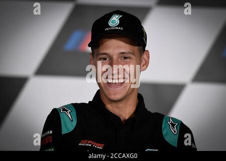 Spielberg, Österreich. August 2020. Pressekonferenz vor dem Motorrad Grand Prix der Steiermark der MotoGP auf dem Red Bull Ring von Spielberg. Österreich, 20. August 2020 Rueda de prensa previa al Gran Premio de Styria de MotoGP en el Red Bull Ring de Spielberg. Österreich 20 de agosto de 2020 FABIO QUARTARARO MotoGP.com/Cordon Pressequelle: CORDON PRESS/Alamy Live News Stockfoto