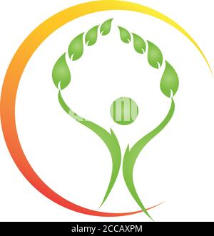 Mensch, Blätter, Gesundheit, Naturheilkunde, Logo Stock Vektor