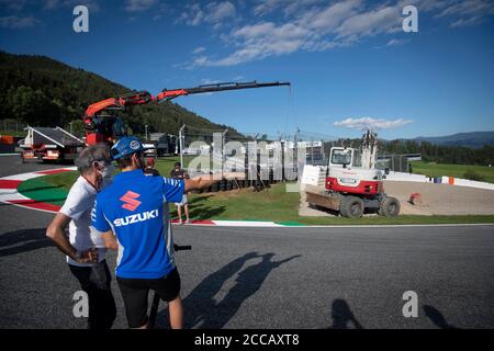 Spielberg, Österreich. August 2020. Pressekonferenz vor dem Motorrad Grand Prix der Steiermark der MotoGP auf dem Red Bull Ring von Spielberg. Österreich, 20. August 2020 Rueda de prensa previa al Gran Premio de Styria de MotoGP en el Red Bull Ring de Spielberg. Österreich 20 de agosto de 2020 Änderungen an Turn 3 MotoGP.com/Cordon Presse Credit: CORDON PRESS/Alamy Live News Stockfoto