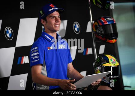 Spielberg, Österreich. August 2020. Pressekonferenz vor dem Motorrad Grand Prix der Steiermark der MotoGP auf dem Red Bull Ring von Spielberg. Österreich, 20. August 2020 Rueda de prensa previa al Gran Premio de Styria de MotoGP en el Red Bull Ring de Spielberg. Österreich 20 de agosto de 2020 JOAN mir MotoGP.com/Cordon Pressequelle: CORDON PRESS/Alamy Live News Stockfoto