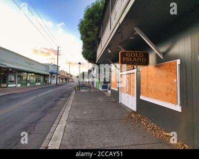 Verlassene Front Stree auf Maui dueing Covid 19 Pandemie. Stockfoto