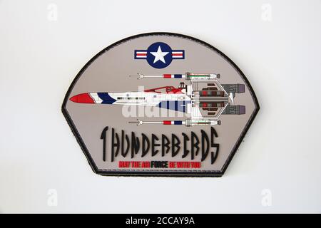 2019 USAF Thunderbirds ''X-Wing'' PVC-Patch. Möge die Luftwaffe mit dir sein Stockfoto