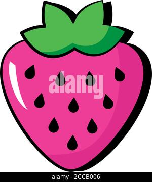 Erdbeere Frucht Pop Art flache Stil Vektor Illustration Design Stock Vektor