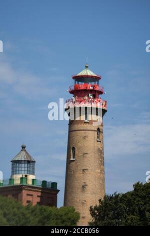 Der Leuchtturm Kap Arkona in Putgarten auf der Insel Rügen in der Ostsee. Stockfoto