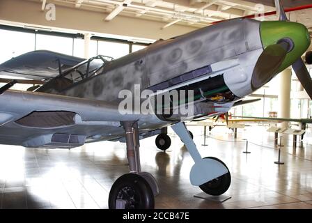 Messerschmitt Bf 109 E deutscher Kämpfer im Deutschen Museum, München. Stockfoto