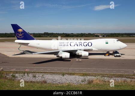 Lüttich, Belgien. Juli 2020. Ein Frachter der Saudi Arabian Airlines Cargo (Air Atlanta Isländisch) Boeing 747-400 parkte am Liege Bierset Flughafen. Bild: Fabrizio Gandolfo/SOPA Images/ZUMA Wire/Alamy Live News Stockfoto