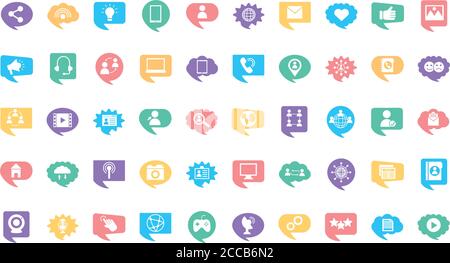 Fünfzig Social Media Marketing Set Icons Vektor Illustration Design Stock Vektor