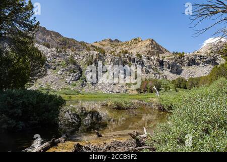 Morgenansicht der schönen Dollar Lakes in Ruby Mountains, Nevada Stockfoto