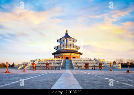 Peking, China - Jan 10 2020: Der Himmelstempel ist ein kaiserlicher Komplex religiöser Gebäude Stockfoto