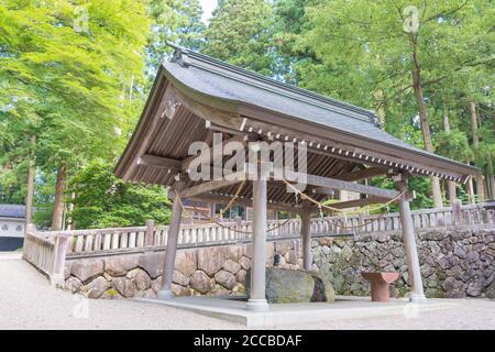 Gifu, Japan - Keta Wakamiya Schrein. Eine berühmte historische Stätte in Hida, Gifu, Japan. Stockfoto