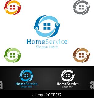 Infinity Immobilien und Fix Home Repair Services Logo Design Stock Vektor