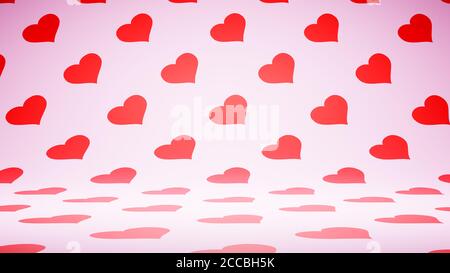 Leere Leere Bunte Herz Muster Studio Hintergrund Stockfoto