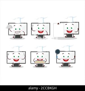 Cartoon-Charakter der Monitor mit verschiedenen Chef Emoticons Stock Vektor