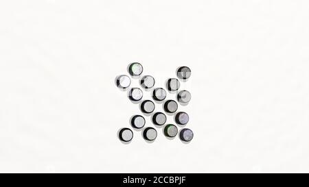 PFEIL PUNKT ECKE RECHTS 3D-Symbol an der Wand, 3D-Illustration Stockfoto