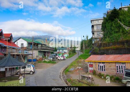 Okhre, Sikkim, Indien - 17. Oktober 2016 : Okhre Village, ein kleines Dorf im Schoß der natürlichen Schönheit der Himalaya-Berge, Sikkim, Indien. Stockfoto