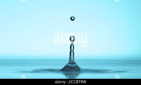 Detail des Wassertropfens auf der Wasseroberfläche, Makroaufnahme Stockfoto
