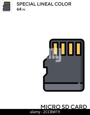 Micro sd-Karte spezielles lineales Farbsymbol. Illustration Symbol Design Vorlage für Web mobile UI-Element. Perfekte Farbe modernes Piktogramm auf bearbeitbare str Stock Vektor