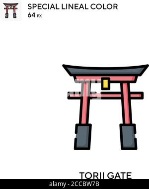 Torii Gate spezielles lineales Farbsymbol. Illustration Symbol Design Vorlage für Web mobile UI-Element. Perfekte Farbe modernes Piktogramm auf editierbare Kontur Stock Vektor