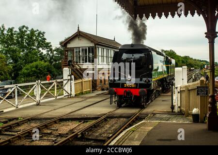 Schlacht von Großbritannien Squadron der Klasse 34081 92 an der Wansford Station Stockfoto