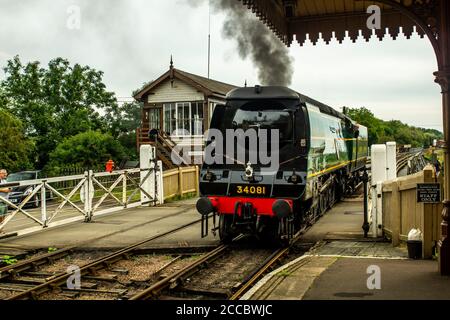 Schlacht von Großbritannien Squadron der Klasse 34081 92 an der Wansford Station Stockfoto