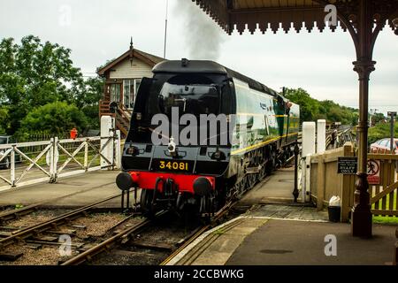 Schlacht von Großbritannien Squadron der Klasse 34081 92 an der Wansford Station Stockfoto