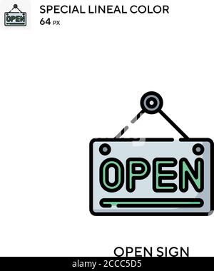 Offenes Zeichen spezielles lineales Farbsymbol. Illustration Symbol Design Vorlage für Web mobile UI-Element. Perfekte Farbe modernes Piktogramm auf editierbare Kontur. Stock Vektor