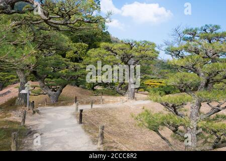 Kagawa, Japan - Ritsurin Garten in Takamatsu, Kagawa, Japan. Der Ritsurin Garten ist einer der berühmtesten historischen Gärten Japans. Stockfoto