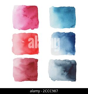 Handbemalte bunte Aquarell-Objekte Stockfoto