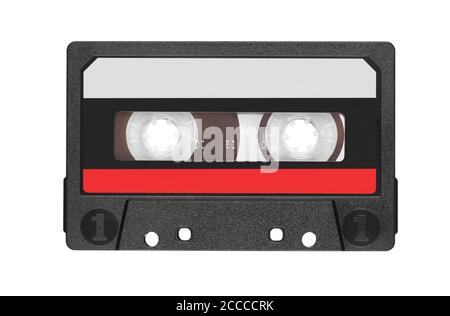 Alte Audio Tape Compact Cassette auf weißem Hintergrund mit Freistellungspfad isoliert Stockfoto