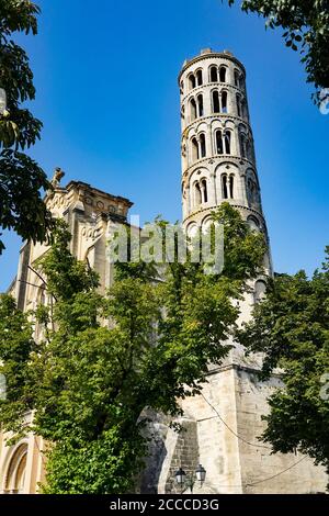 Frankreich. Gard (30) Uzes. St. Theodorit Kathedrale und seinem Fenestrelle Turm Stockfoto