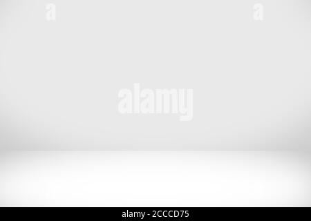Abstrakter weißer Hintergrund mit weißem Licht und grauem Schatten: Leeres Licht-Interieur mit Kopierraum für kreative Studio-Hintergrund-Projekt. Stockfoto