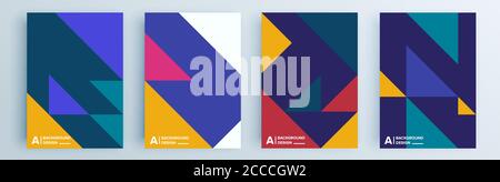 Modernes abstraktes Cover-Set, minimalistisches Cover-Design. Farbenfroher geometrischer Hintergrund, Vektorgrafik. Stock Vektor