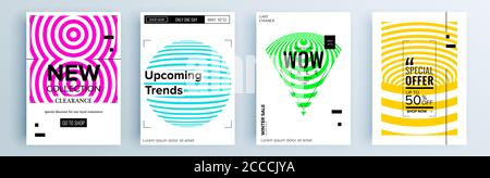 Modernes abstraktes Cover-Set, minimalistisches Cover-Design. Farbenfroher geometrischer Hintergrund, Vektorgrafik. Stock Vektor