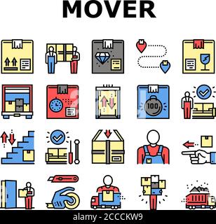 Mover Express Service Collection Symbole Vektor Setzen Stock Vektor