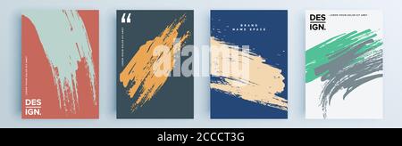 Modernes abstraktes Cover-Set, minimalistisches Cover-Design. Farbenfroher geometrischer Hintergrund, Vektorgrafik. Stock Vektor