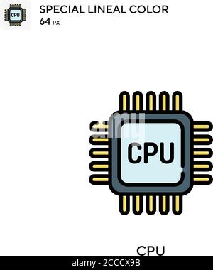 CPU-spezielles lineales Farbsymbol. Illustration Symbol Design Vorlage für Web mobile UI-Element. Perfekte Farbe modernes Piktogramm auf editierbare Kontur. Stock Vektor